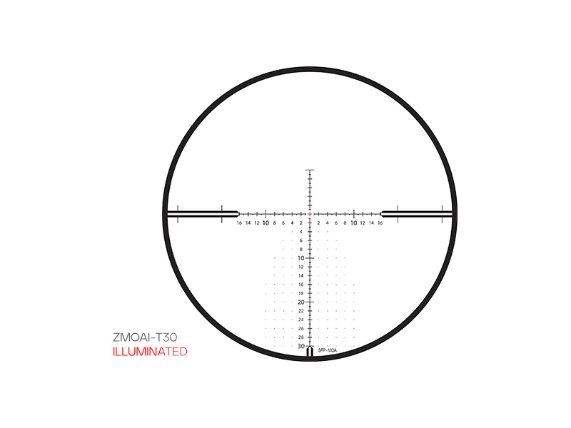 دوربین روی سلاح زایس کانکوئست 4 تا 16 در50 V4 نسل دوم با رتیکل بالستیکی ZMOAi-T30 چراغدار و سیستم کلیک خور فوقانی و جانبی