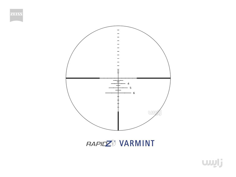 دوربین روی سلاح زایس کانکوئست HD5 مدل 50×25-5 با رتیکل بالستیکی RZ Varmint و سیستم کلیک خورِ ASV همراه با قفل کن